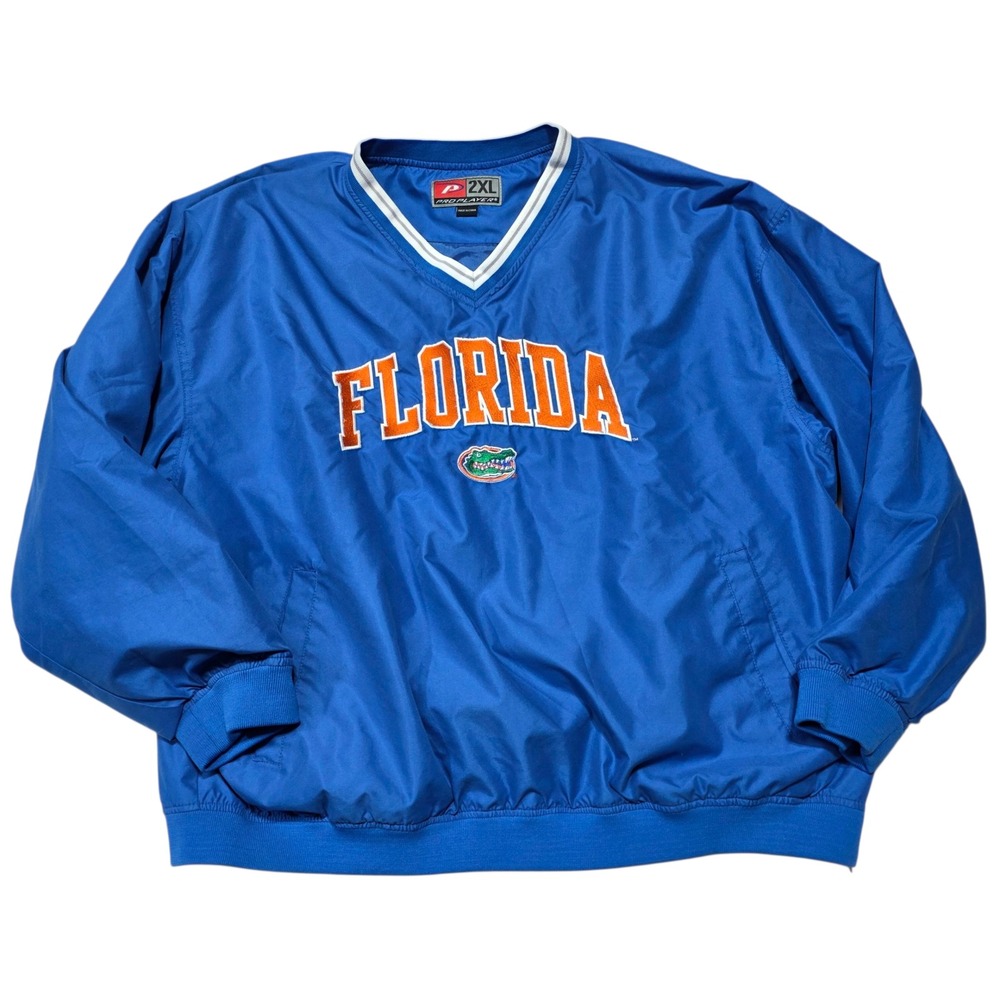 Pro‎ Player Florida Gators Pullover Windbreaker Jacket 2XL Blue V Neck